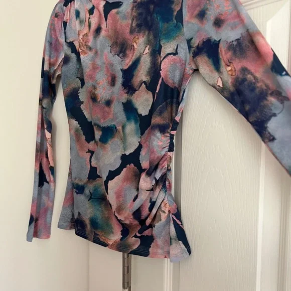 Rails Joelle Top Mock Neck Ruched Mesh Long Sleeve Top Medium Revolve - Picture 5 of 8